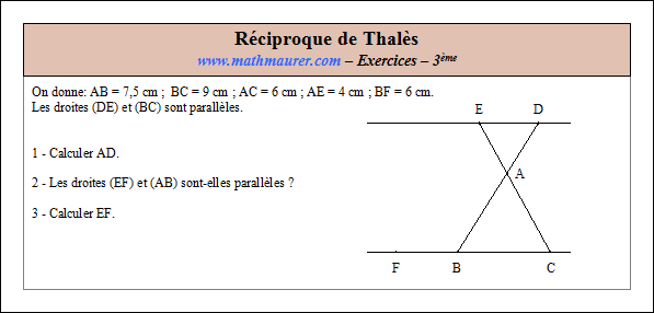 Exercice sur la réciproque de Thalès