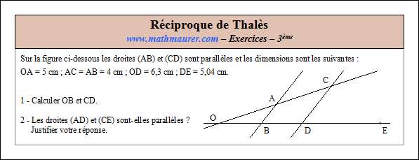 Exercice sur la réciproque de Thalès