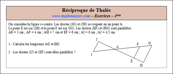 Exercice sur la réciproque de Thalès