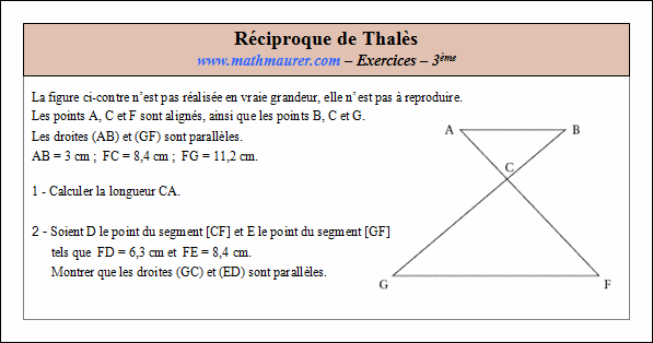 Exercice sur la réciproque de Thalès