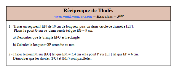 Exercice sur la réciproque de Thalès