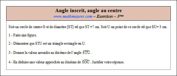 Exercice sur angle inscrit et angle au centre
