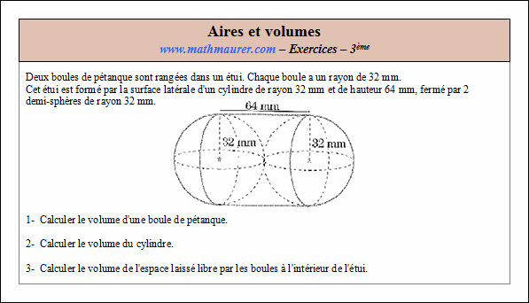 Exercice sur les aires et les volumes