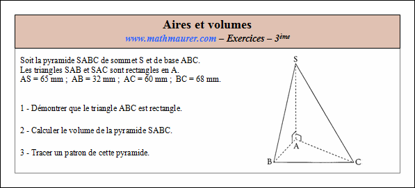 Exercice sur les aires et les volumes