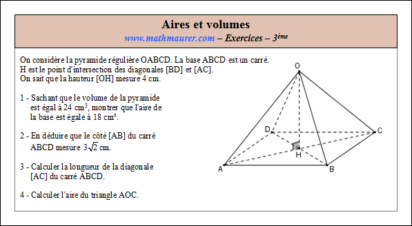 Exercice sur les aires et les volumes
