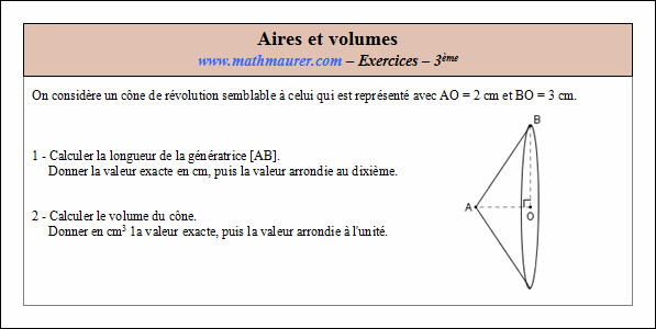 Exercice sur les aires et les volumes