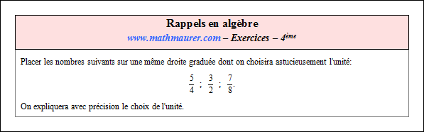 Exercice sur rappels en algèbre