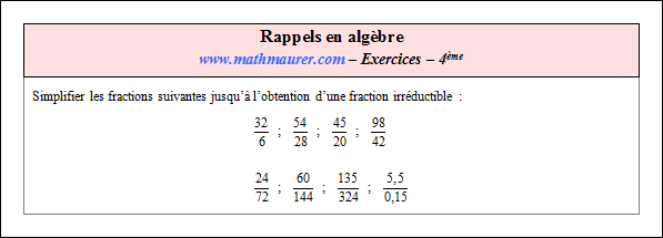 Exercice sur rappels en algèbre
