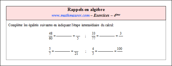 Exercice sur rappels en algèbre
