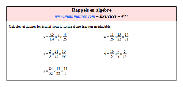 Exercice sur rappels en algèbre