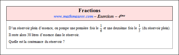 Exercice sur fractions