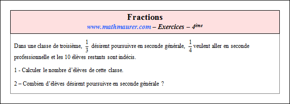 Exercice sur fractions