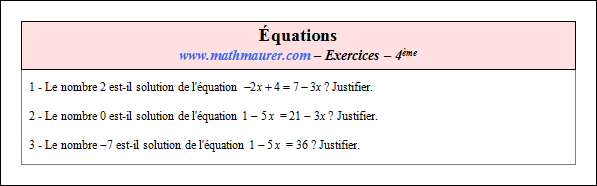 Exercice sur les équations et la factorisation