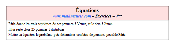 Exercice sur les équations et la factorisation