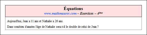Exercice sur les équations et la factorisation