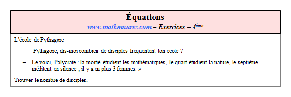 Exercice sur les équations et la factorisation