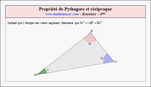 Exercice sur la propriété de Pythagore et sa réciproque