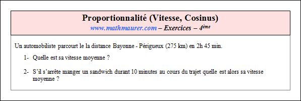 Exercice sur la proportionnalité