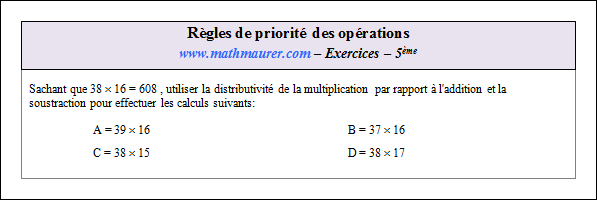 Exercice sur les règles de priorité des opérations