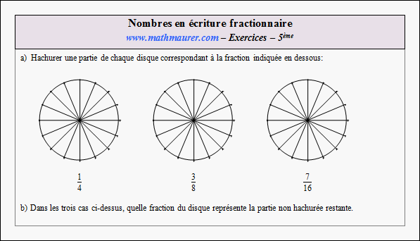 Exercice sur les fractions