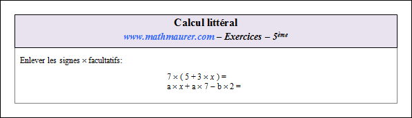 Exercice sur le calcul littéral