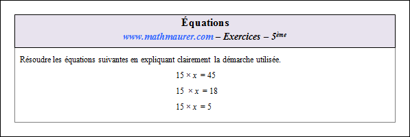 Exercice sur les équations