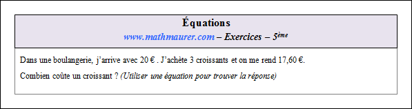 Exercice sur les équations
