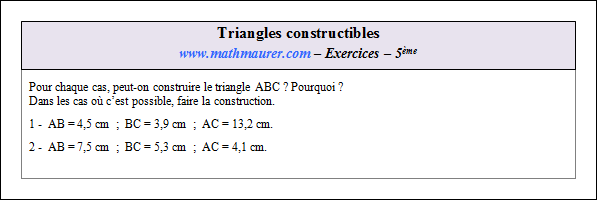Exercice sur les triangles constructibles