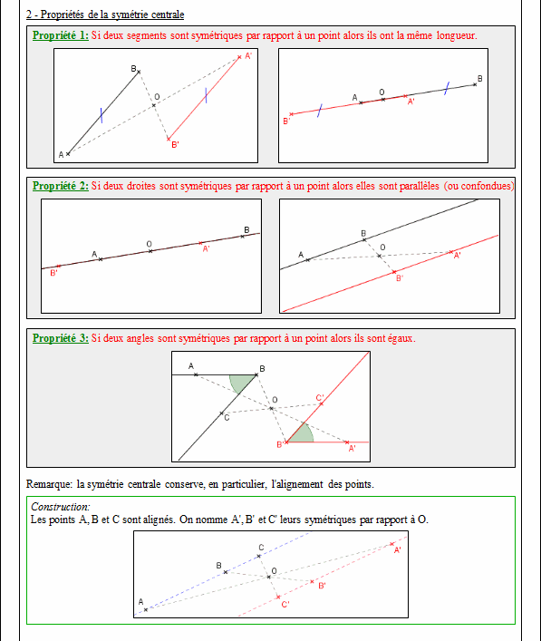 Cours sur la symétrie centrale - cinquième - page 2