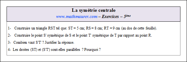 Exercice sur la symétrie centrale