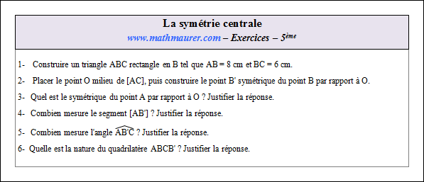 Exercice sur la symétrie centrale