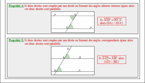 Cours sur angles et parallélisme - cinquième - page 3