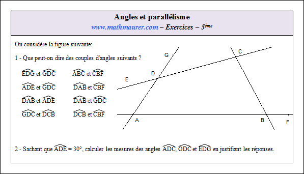 Exercice sur angles et parallélisme