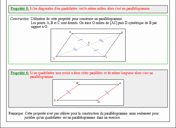 Cours sur le parallélogramme - cinquième - page 3