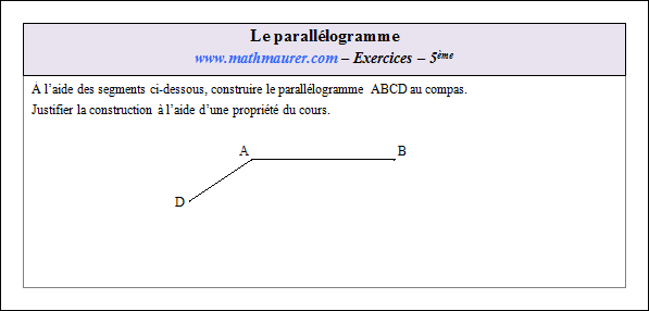 Exercice sur le parallélogramme