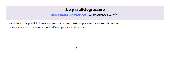Exercice sur le parallélogramme