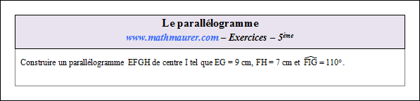 Exercice sur le parallélogramme