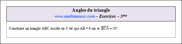 Exercice sur les angles du triangle