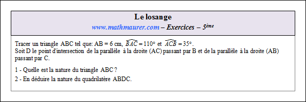 Exercice sur le losange