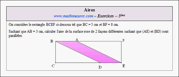 Exercice sur les aires du triangle, du parallélogramme et du cercle