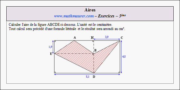 Exercice sur les aires du triangle, du parallélogramme et du cercle