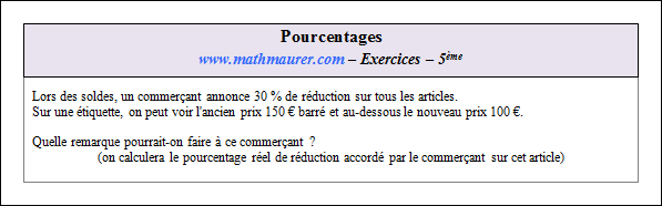 Exercice sur les pourcentages