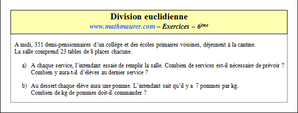 Exercice sur la division euclidienne