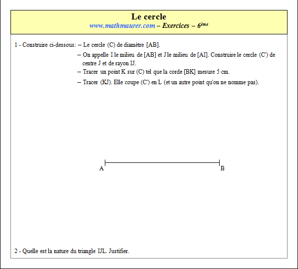 Exercice sur le cercle