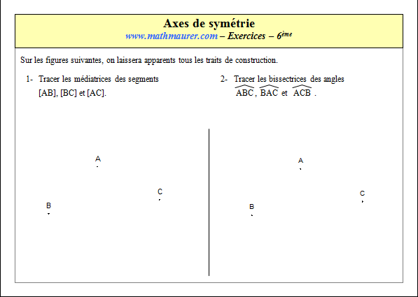 Exercice sur les axes de symétrie