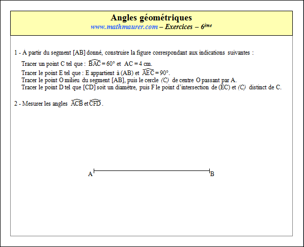 Exercice sur les angles géométriques