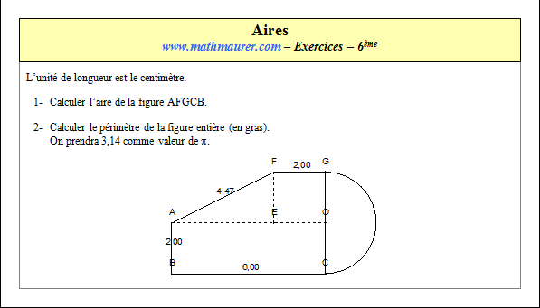 Exercice sur les aires