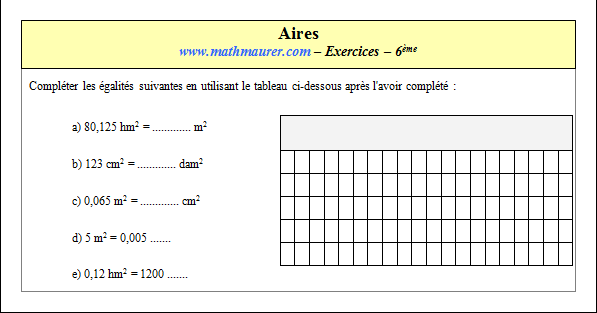 Exercice sur les aires