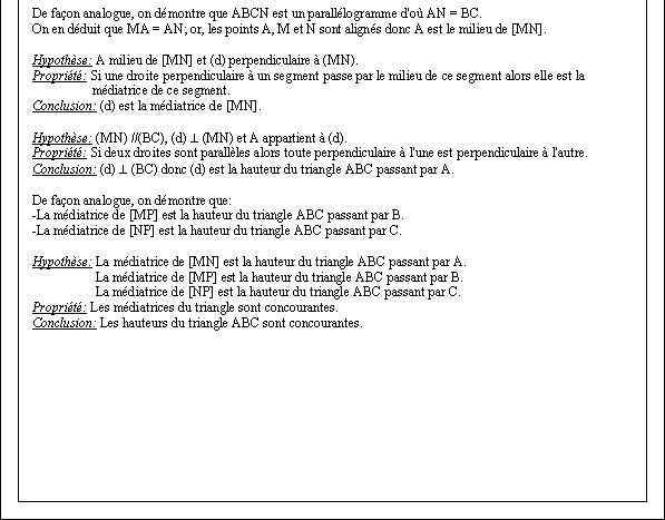 Démonstration de la propriété sur les hauteurs du triangle - page 2