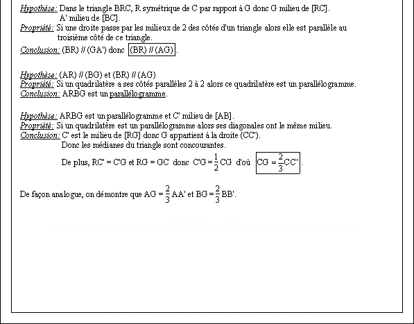 Démonstration de la propriété sur les médianes du triangle - page 2